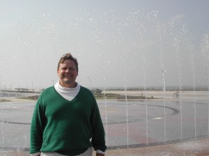 China fountain Me in front of a foutain at the seaside Yantai Targeted Economic Development Zone