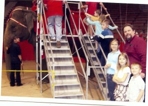 Nieces Alyse & Anika and nephew Soren About to ride elephant