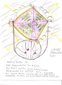 Robotic vehicle places temporary cap on the crater.