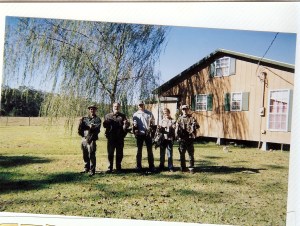 Dad and my brothers returning from a hunt.
