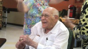 E. A. an old family friend attends regularly.