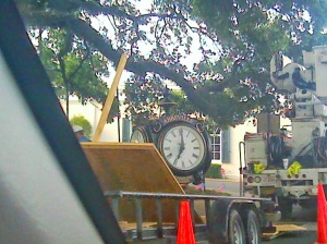 new courthouse clock going up in Abbeville... at the time of my last post... 